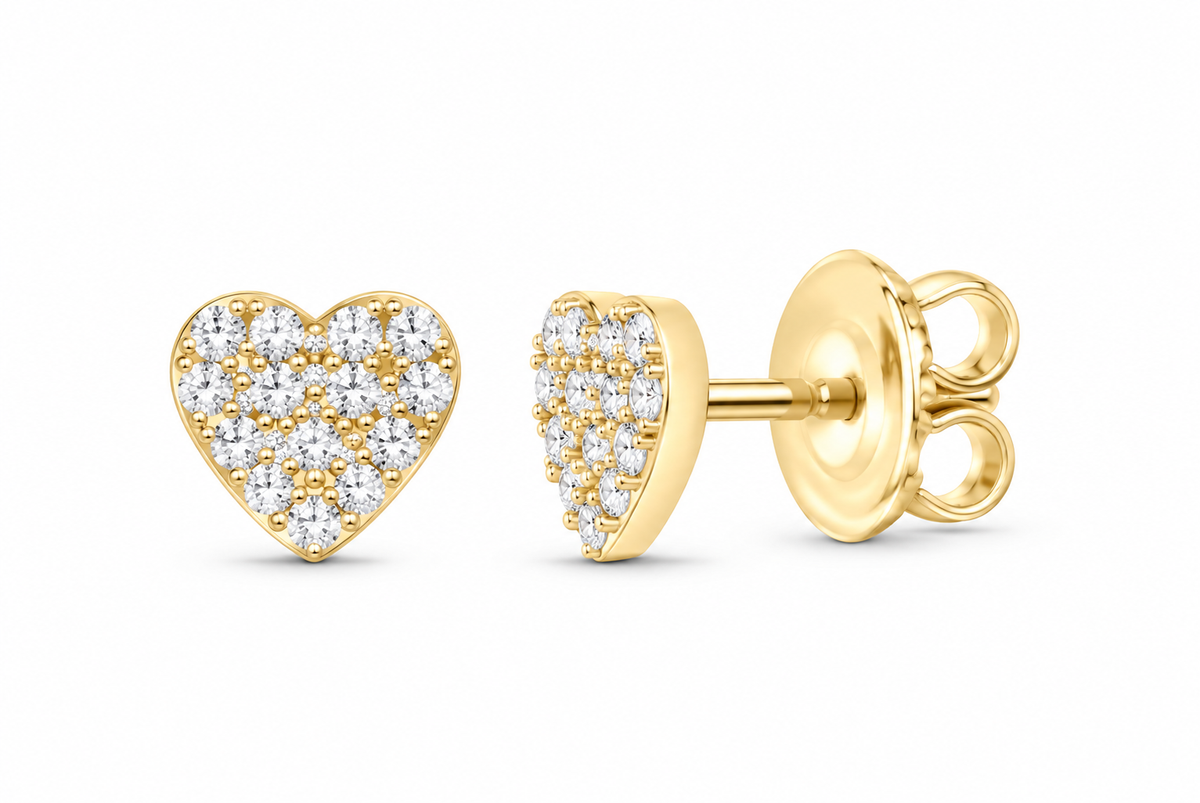 Yellow 1/5 CTW lab-grown diamond heart stud earrings SKU 17188