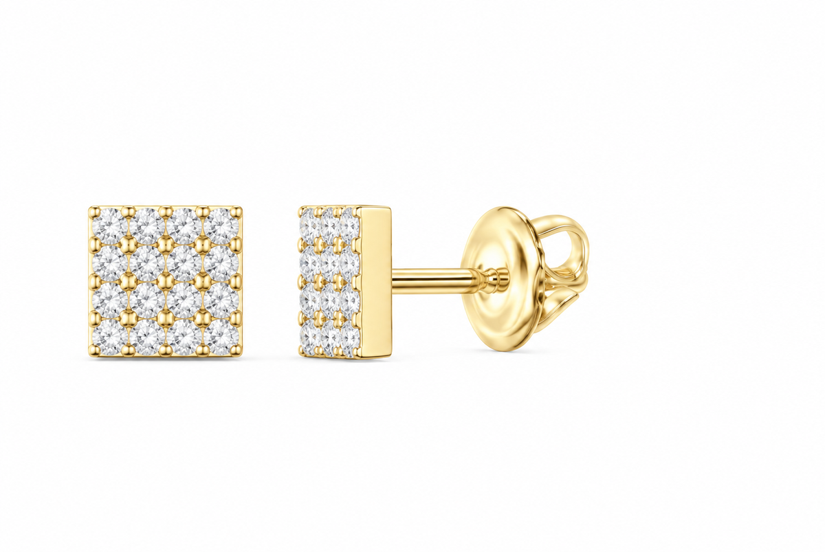 Yellow 1/5 CTW lab-grown diamond square pavé stud earrings SKU 17200
