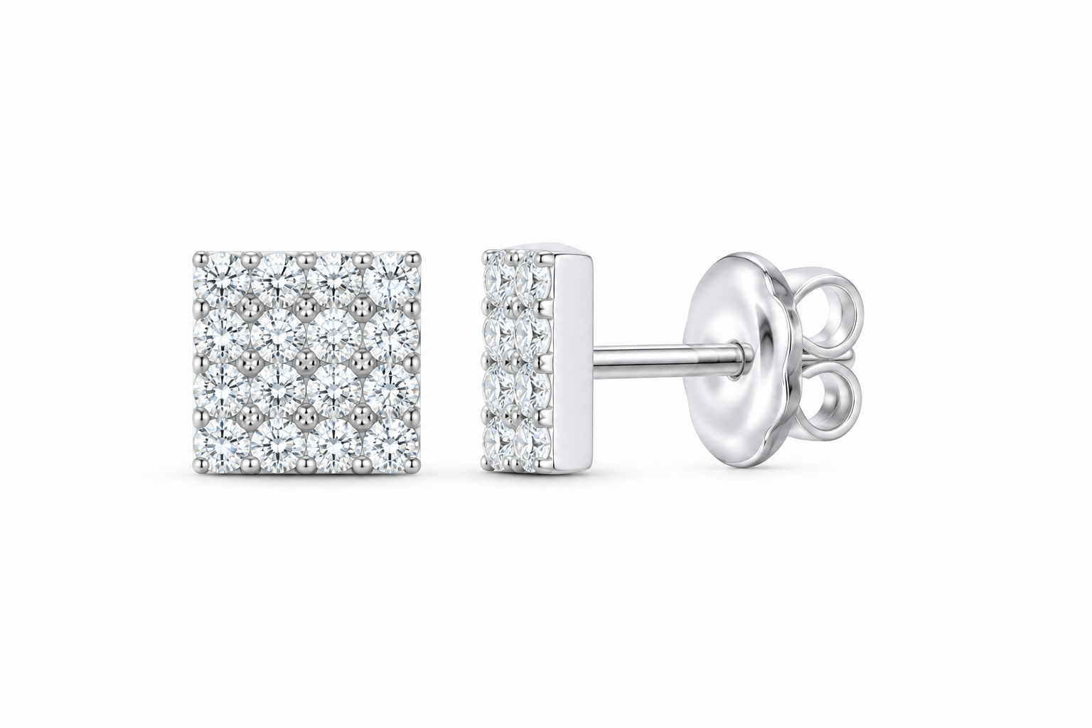 White 1/5 CTW lab-grown diamond square pavé stud earrings SKU 17201