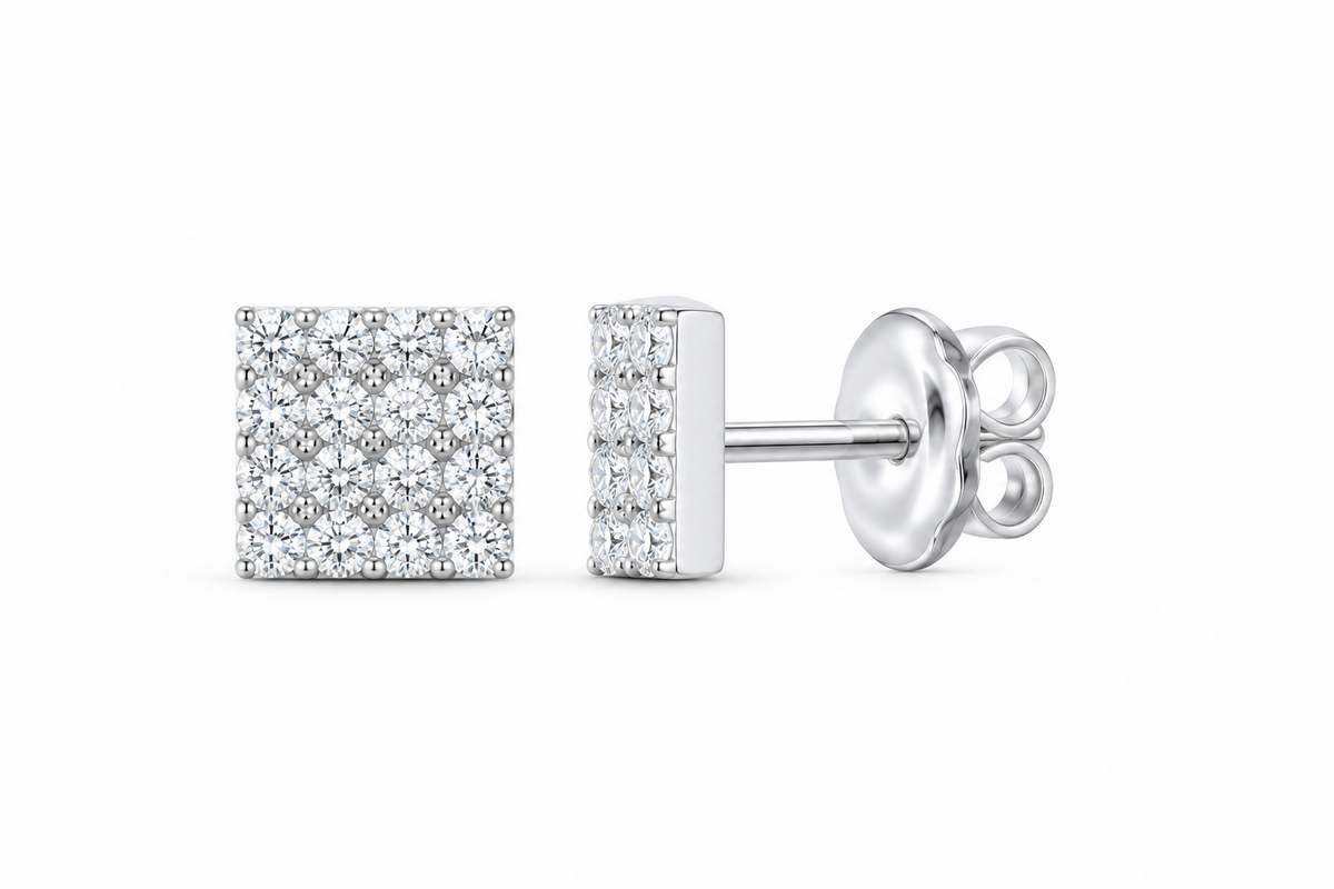 White 1/5 CTW lab-grown diamond square pavé stud earrings SKU 17201