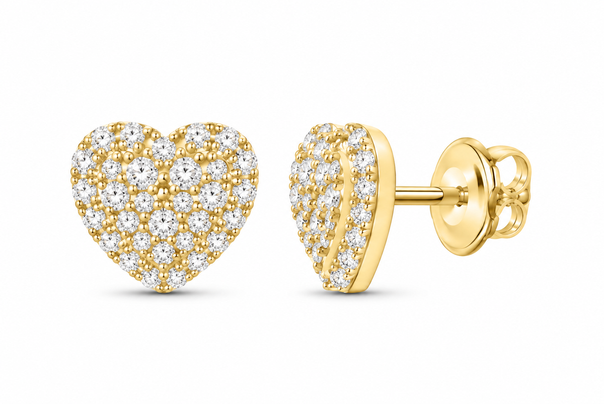Yellow 3/8 CTW lab-grown diamond heart stud earrings SKU 17206