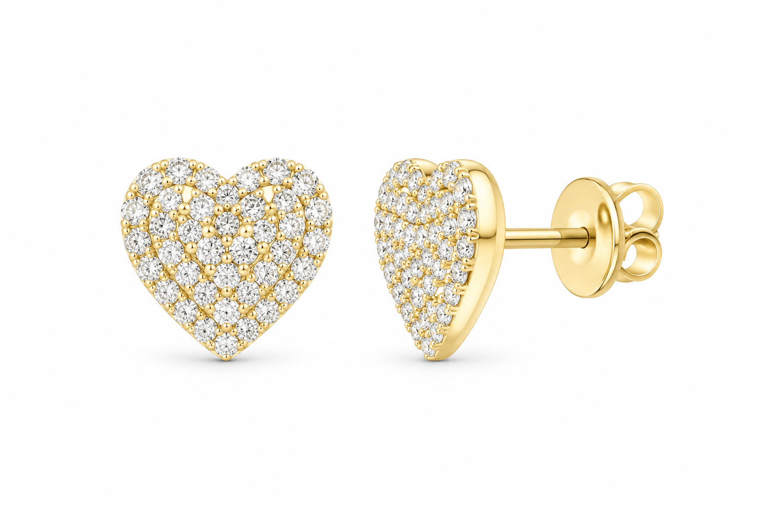 Yellow 5/8 CTW lab-grown diamond heart stud earrings SKU 17224