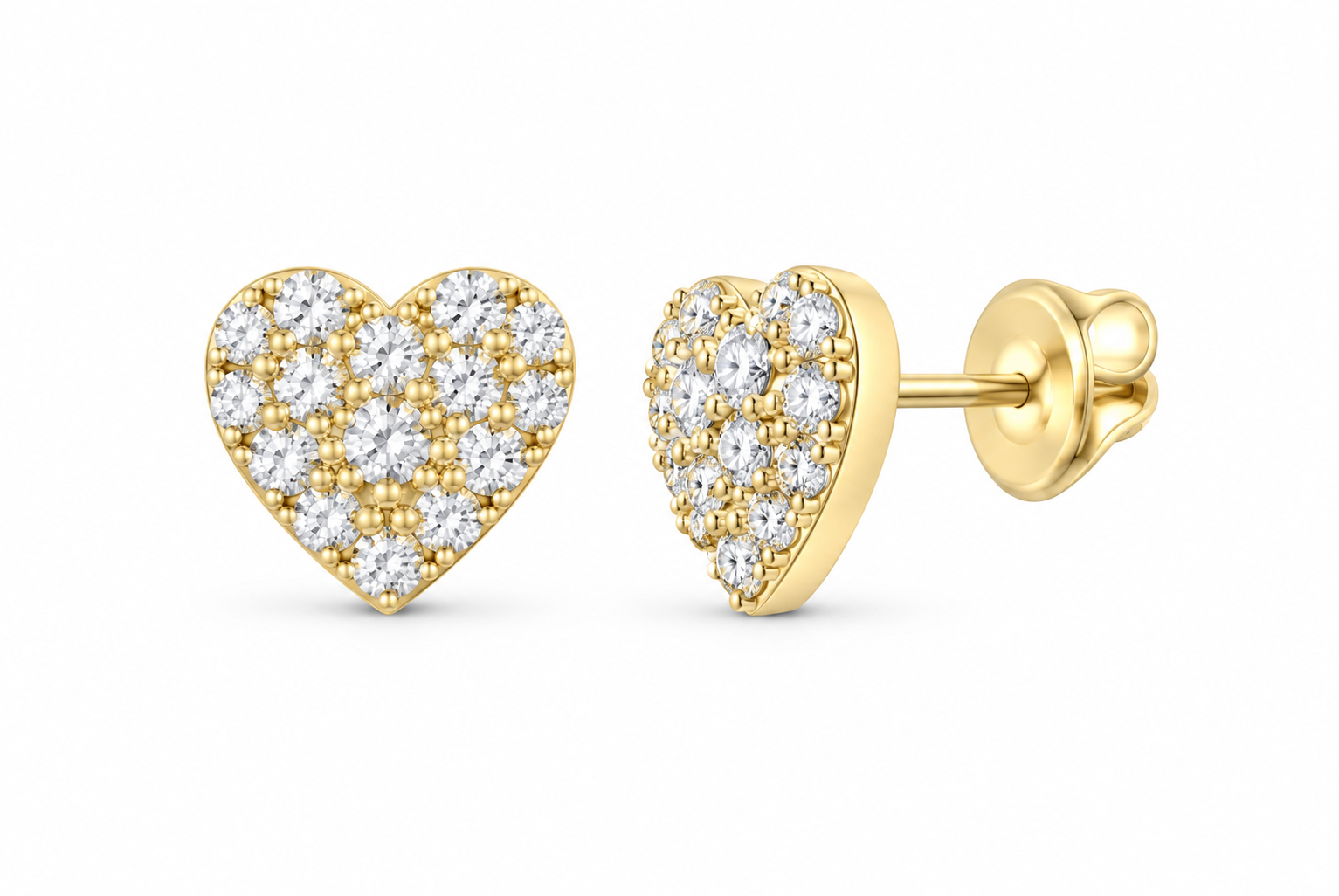 Yellow 1/4 CTW lab-grown diamond heart stud earrings SKU 17346