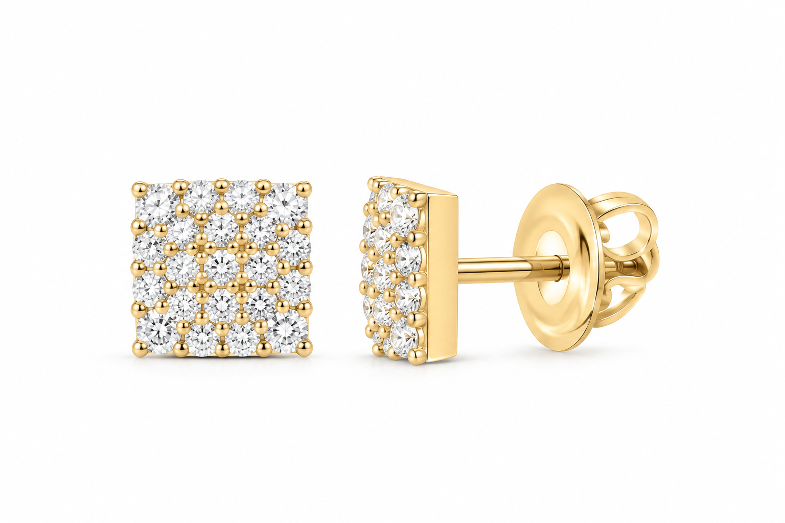 Yellow 1/3 CTW lab-grown diamond square stud earrings SKU 17358
