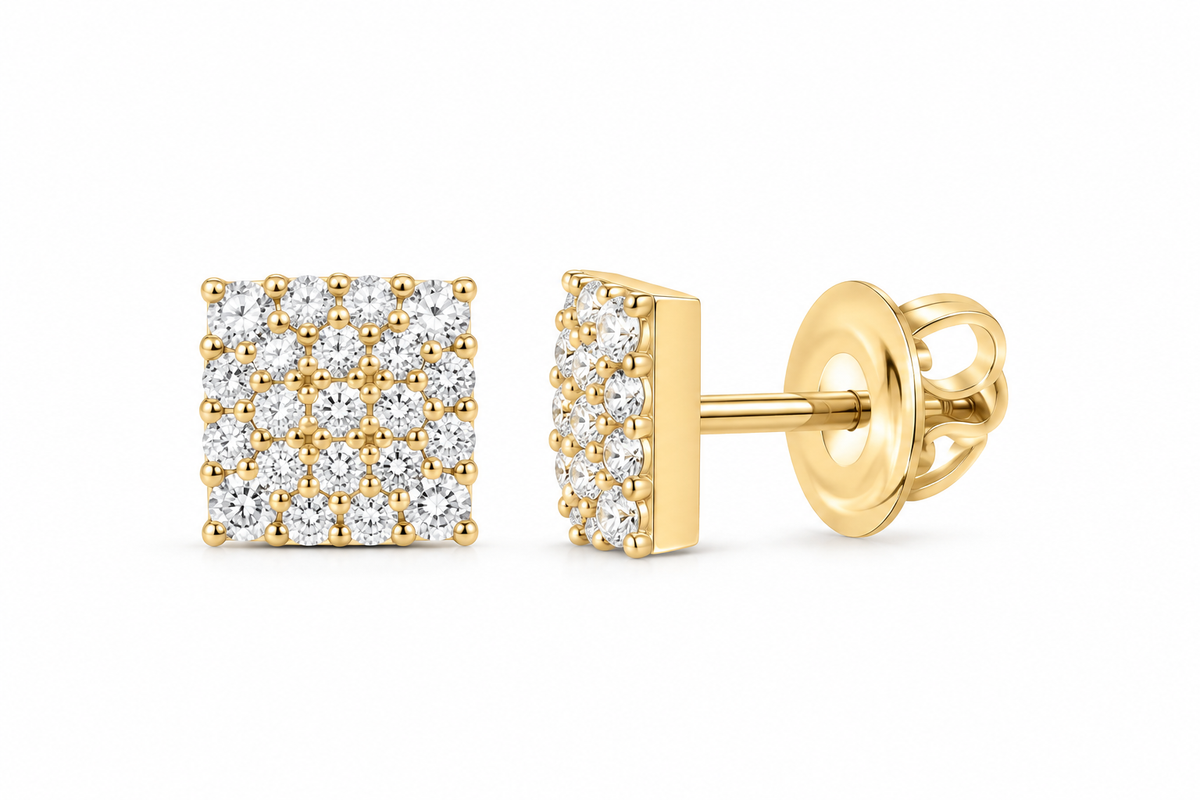 Yellow 1/3 CTW lab-grown diamond square stud earrings SKU 17358