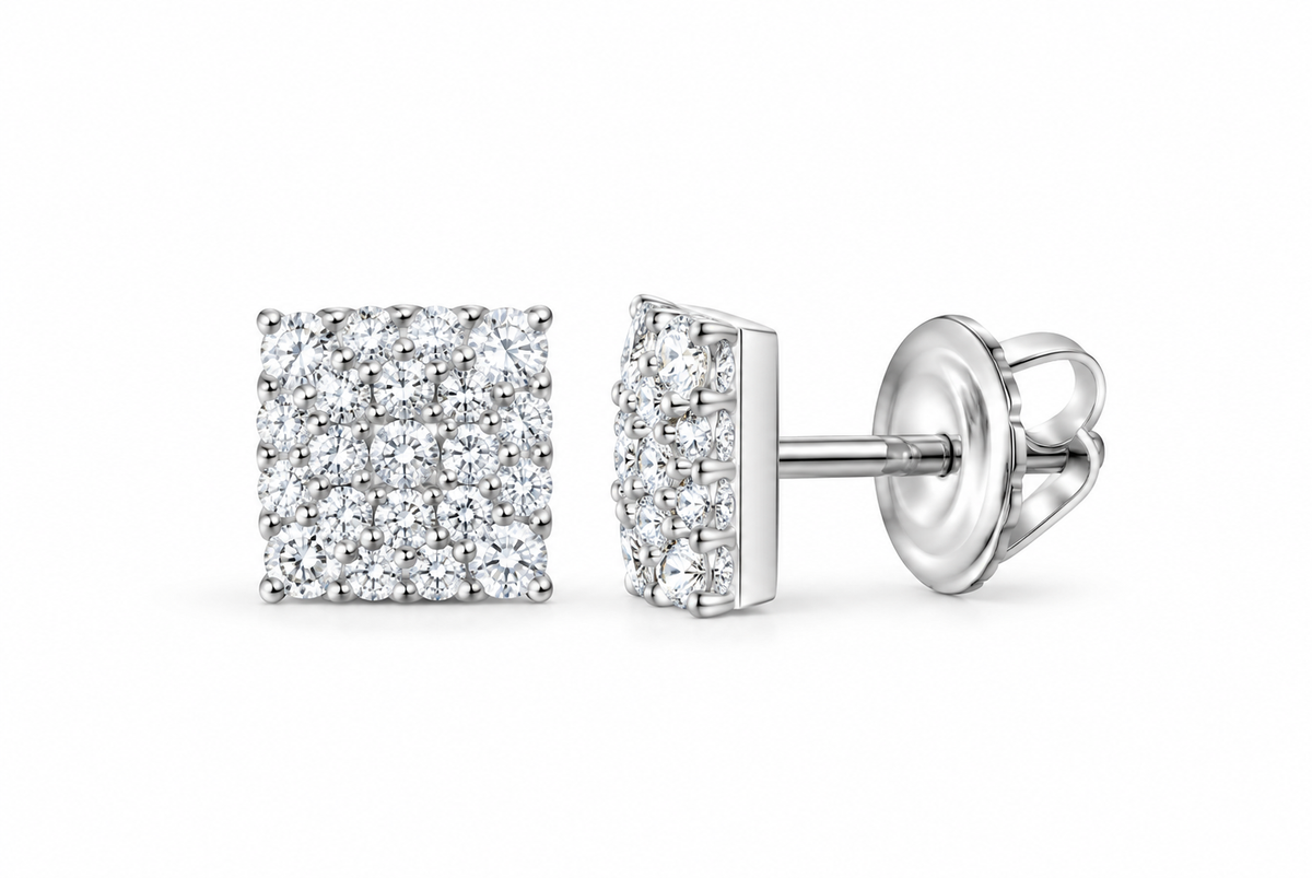 White 1/3 CTW lab-grown diamond square stud earrings SKU 17359