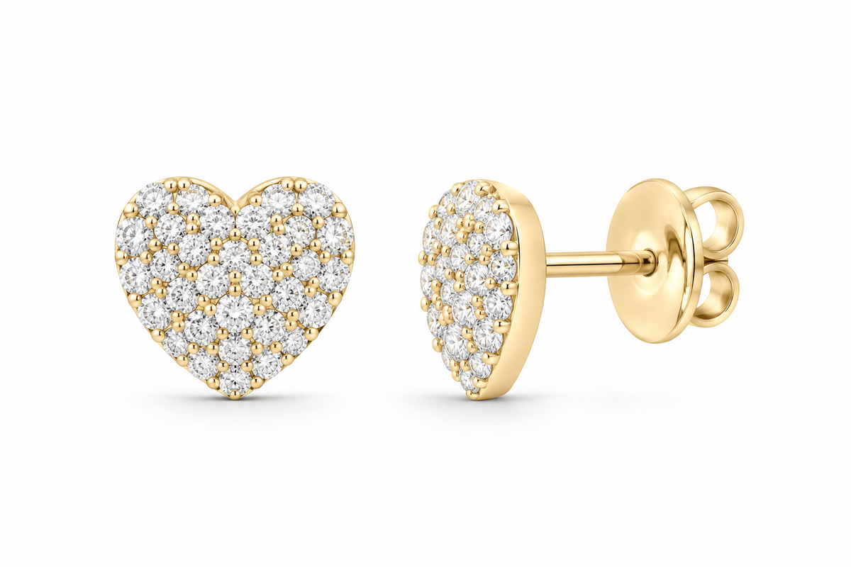 Yellow 3/8 CTW lab-grown diamond heart stud earrings SKU 17364