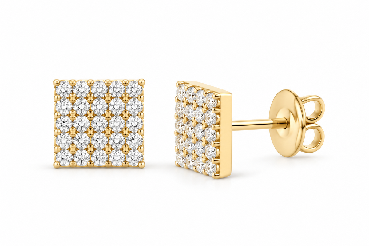 Yellow 1/2 CTW lab-grown diamond square stud earrings SKU 17378