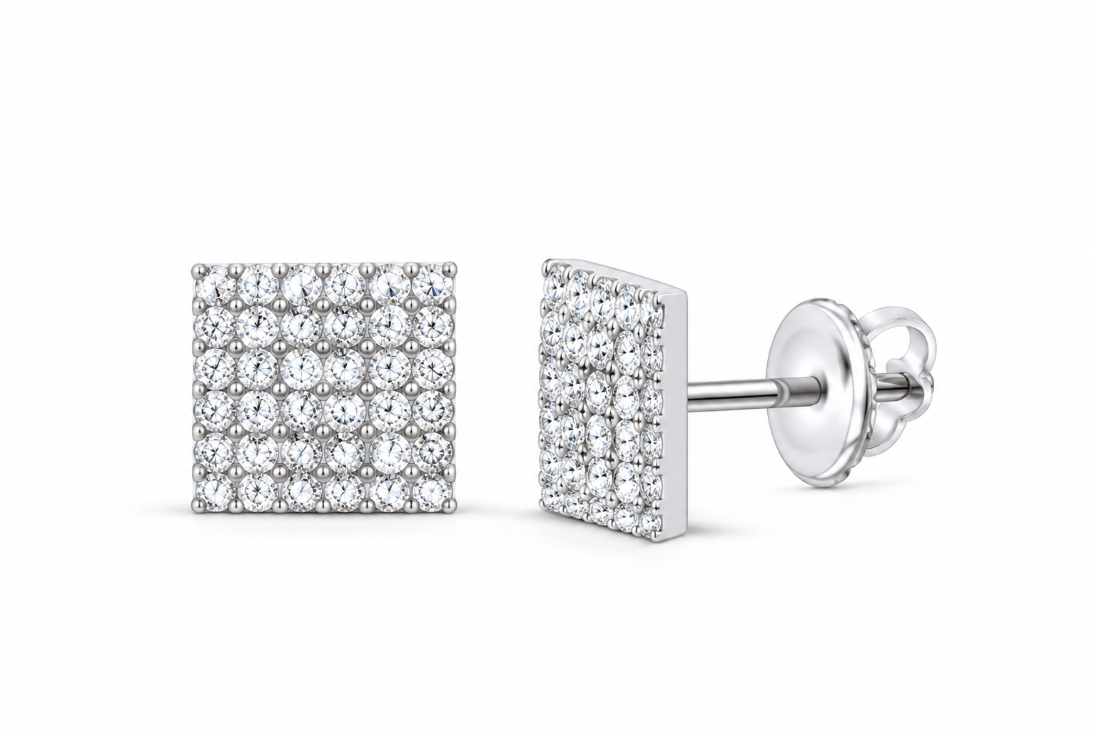 White 1/2 CTW lab-grown diamond square stud earrings SKU 17379