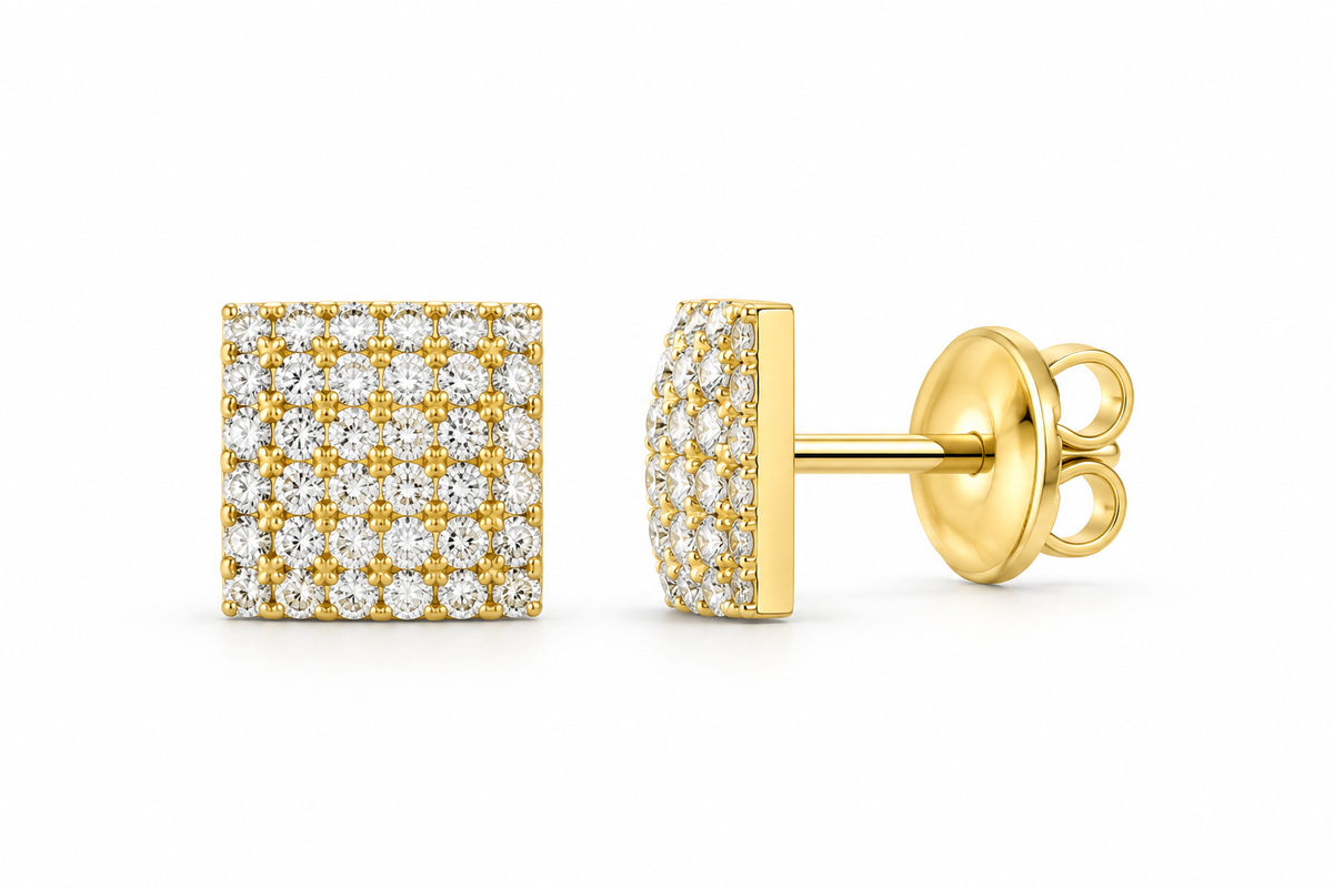 Yellow 1 CTW lab-grown diamond square stud earrings SKU 17396