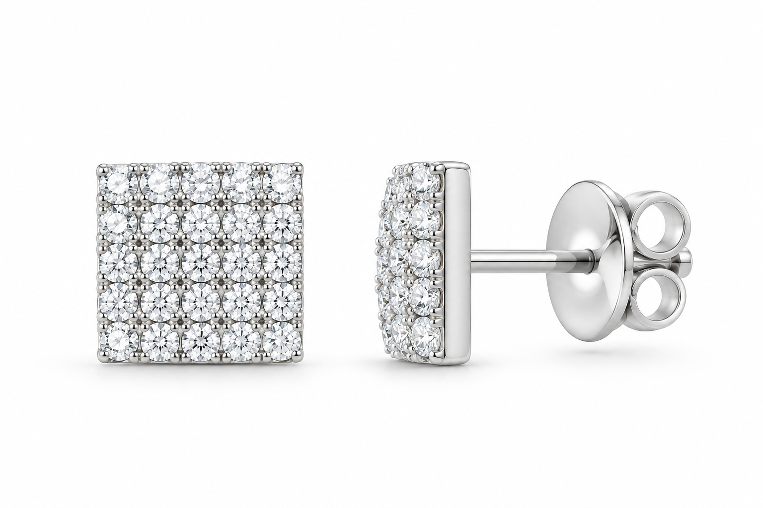 White 1 CTW lab-grown diamond square stud earrings SKU 17397
