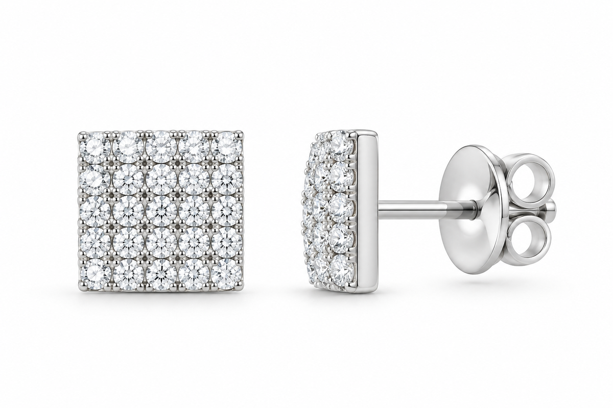 White 1 CTW lab-grown diamond square stud earrings SKU 17397