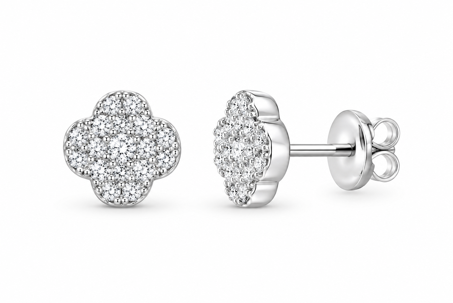 White 1/5 CTW lab-grown diamond clover stud earrings SKU 17403
