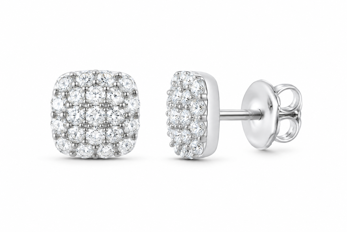 White 1/3 CTW lab-grown diamond cushion stud earrings SKU 17409