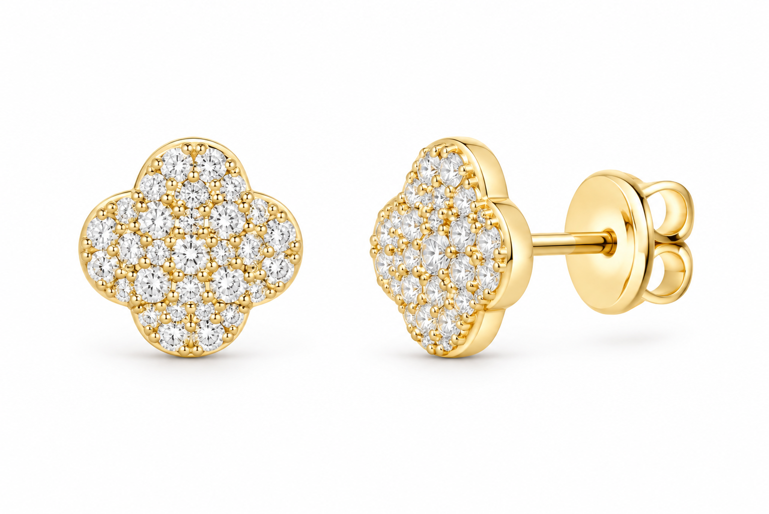 Yellow 1/2 CTW lab-grown diamond clover stud earrings SKU 17426
