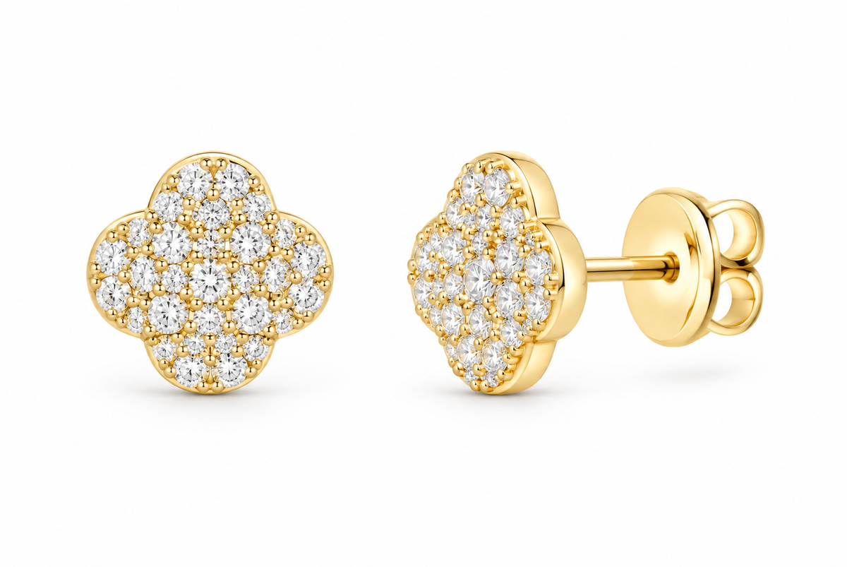 Yellow 1/2 CTW lab-grown diamond clover stud earrings SKU 17426