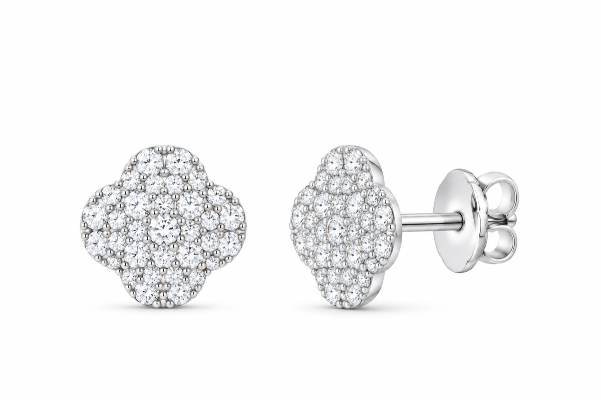 White 1/2 CTW lab-grown diamond clover stud earrings SKU 17427