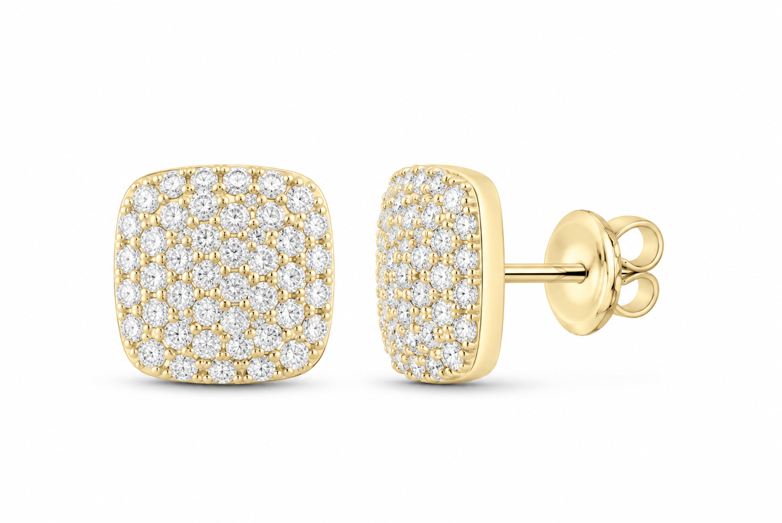 Yellow 3/4 CTW lab-grown diamond cushion stud earrings SKU 17432