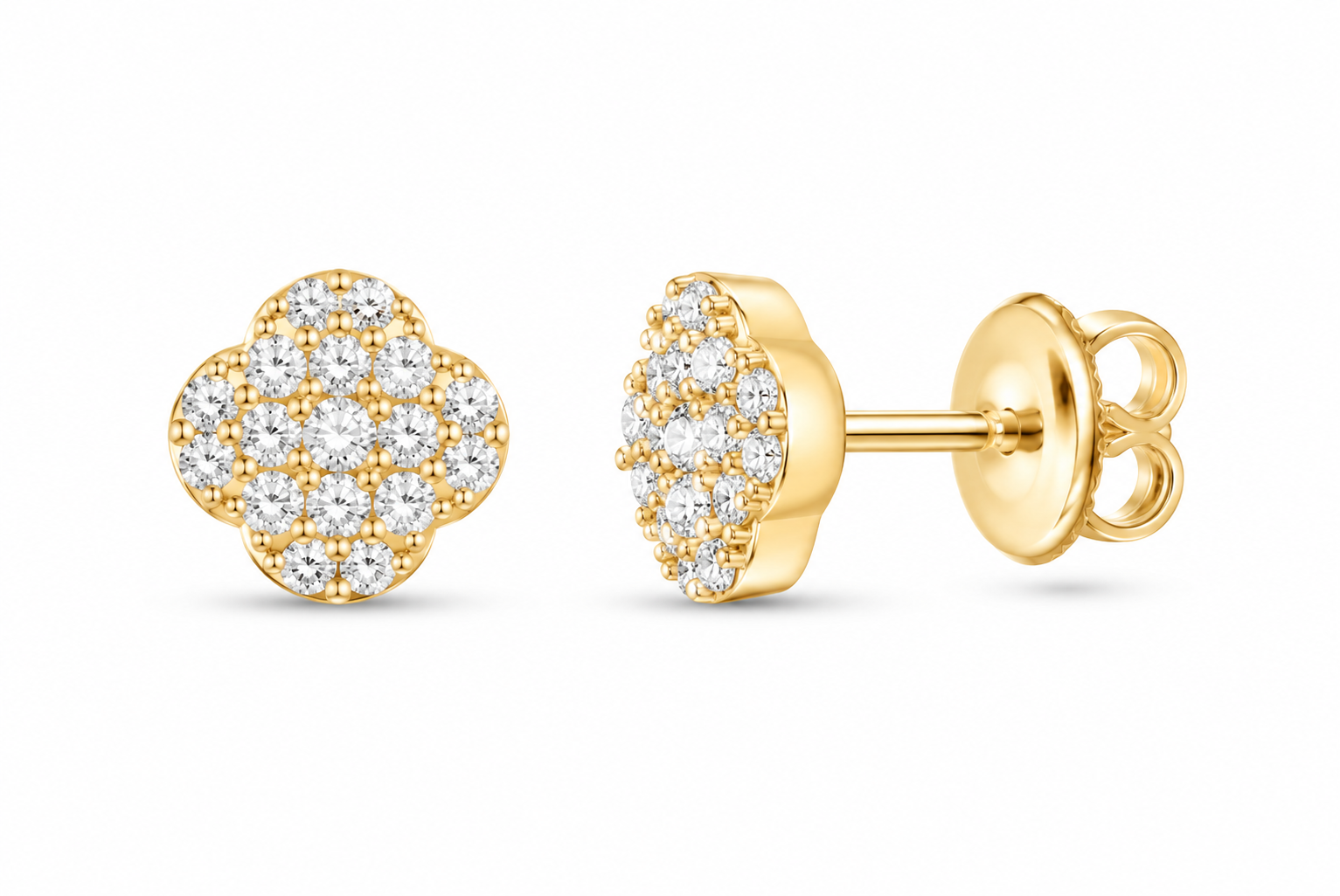 Yellow 1/4 CTW lab-grown diamond clover stud earrings SKU 17438