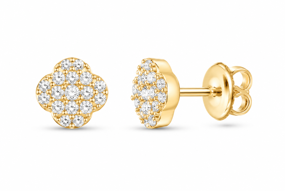 Yellow 1/4 CTW lab-grown diamond clover stud earrings SKU 17438