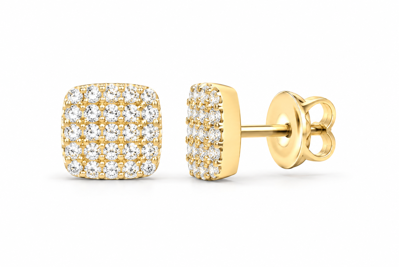 Yellow 1/3 CTW lab-grown diamond cushion stud earrings SKU 17444