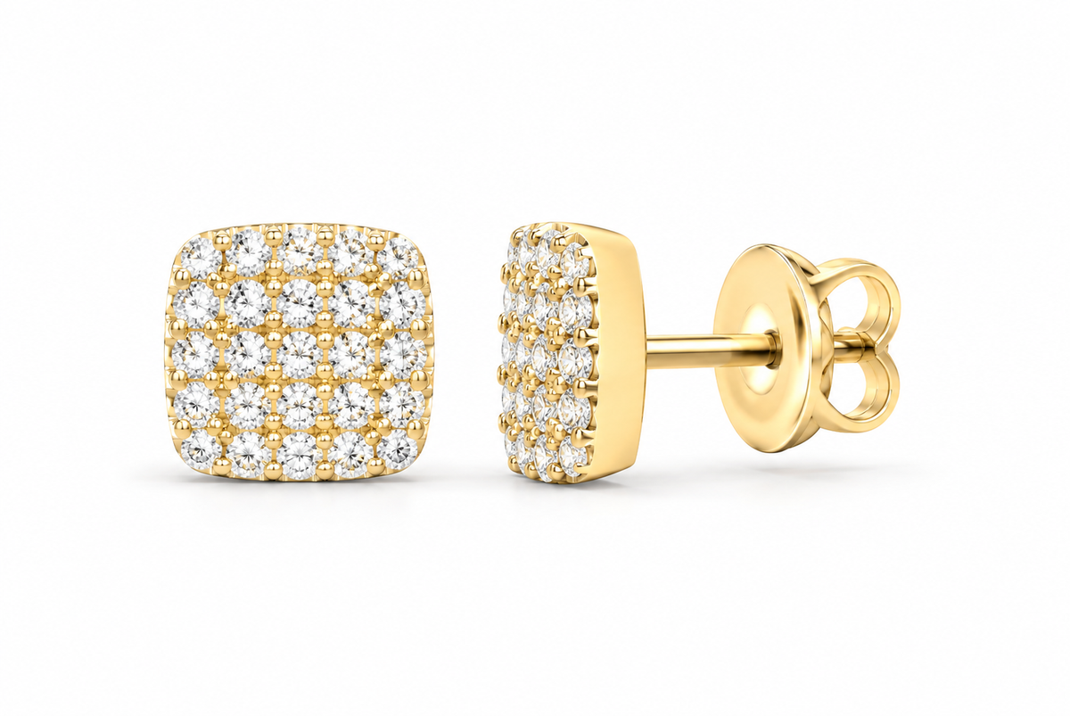 Yellow 1/3 CTW lab-grown diamond cushion stud earrings SKU 17444