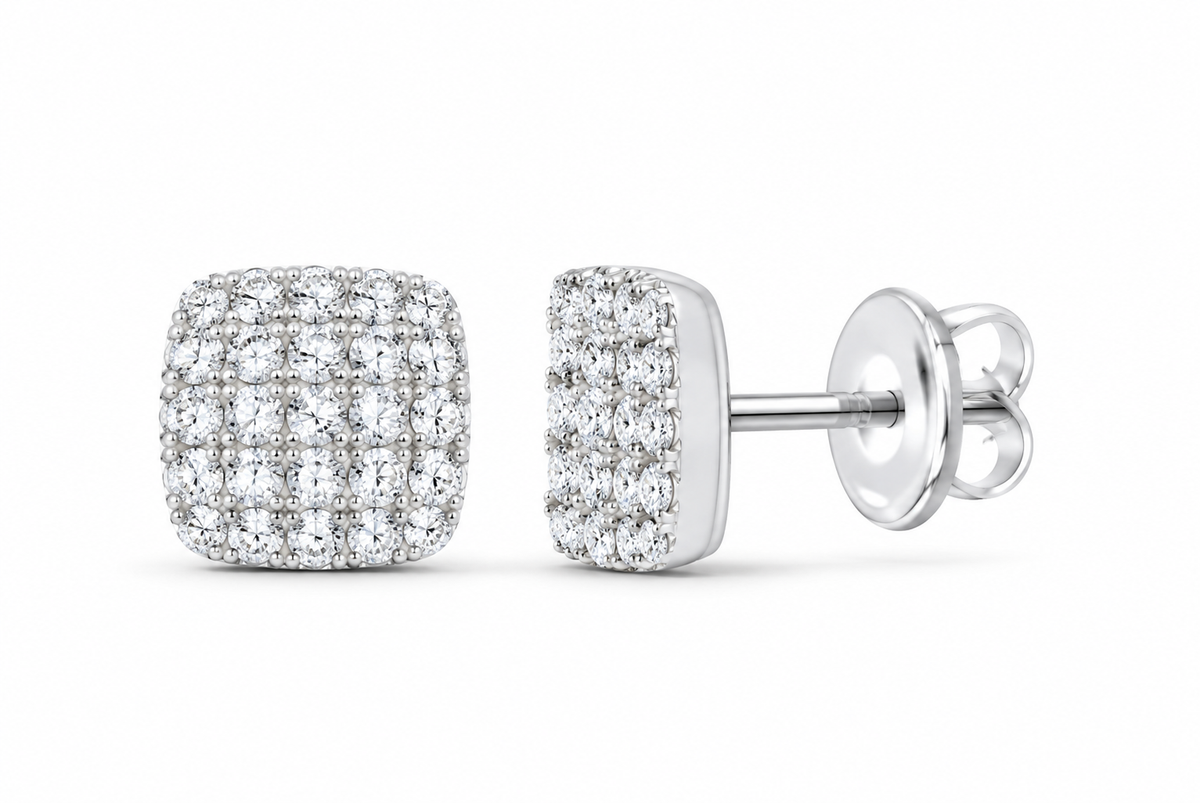 White 1/3 CTW lab-grown diamond cushion stud earrings SKU 17445