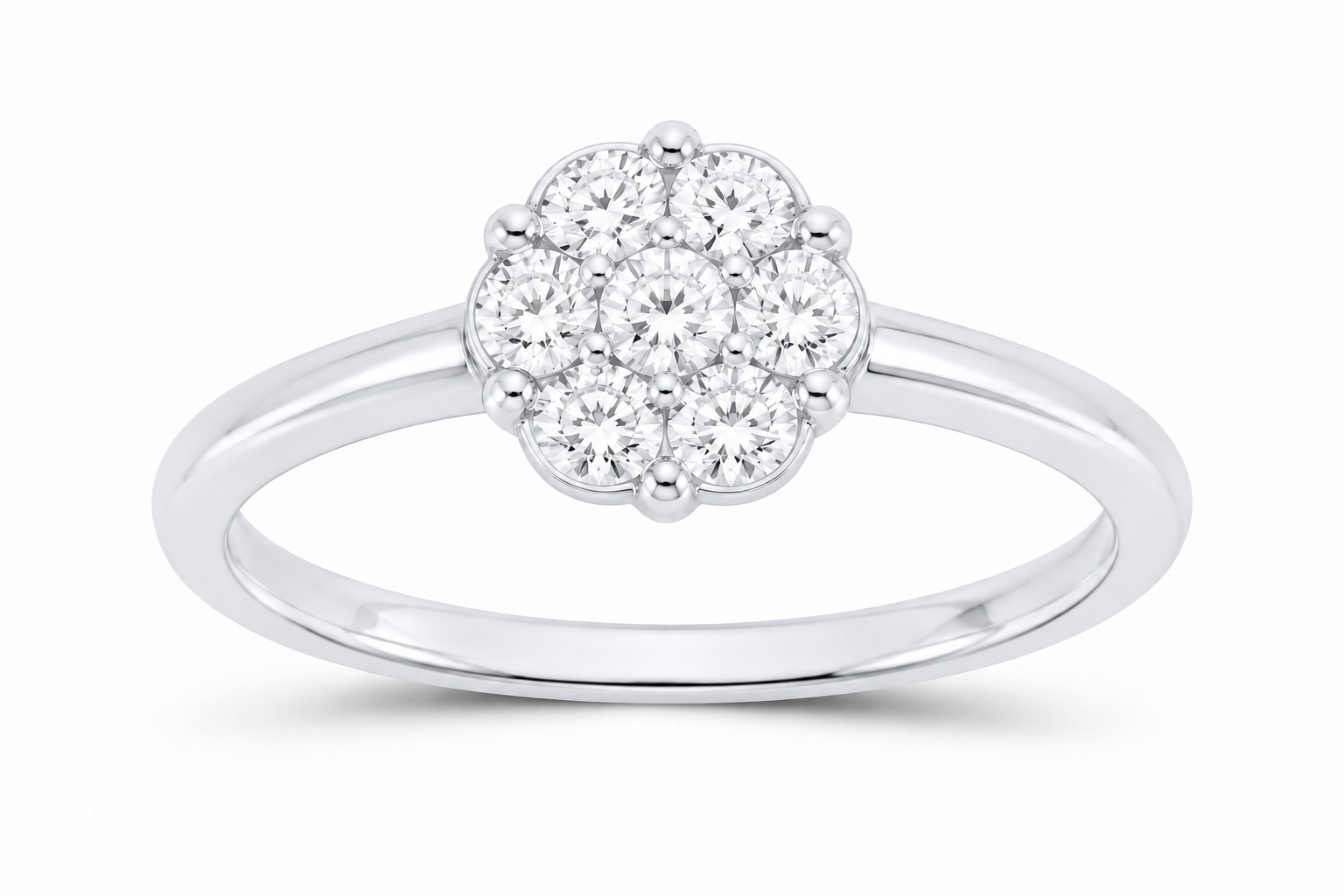 10K white gold lab-grown diamond flower ring, supplier SKU 16326