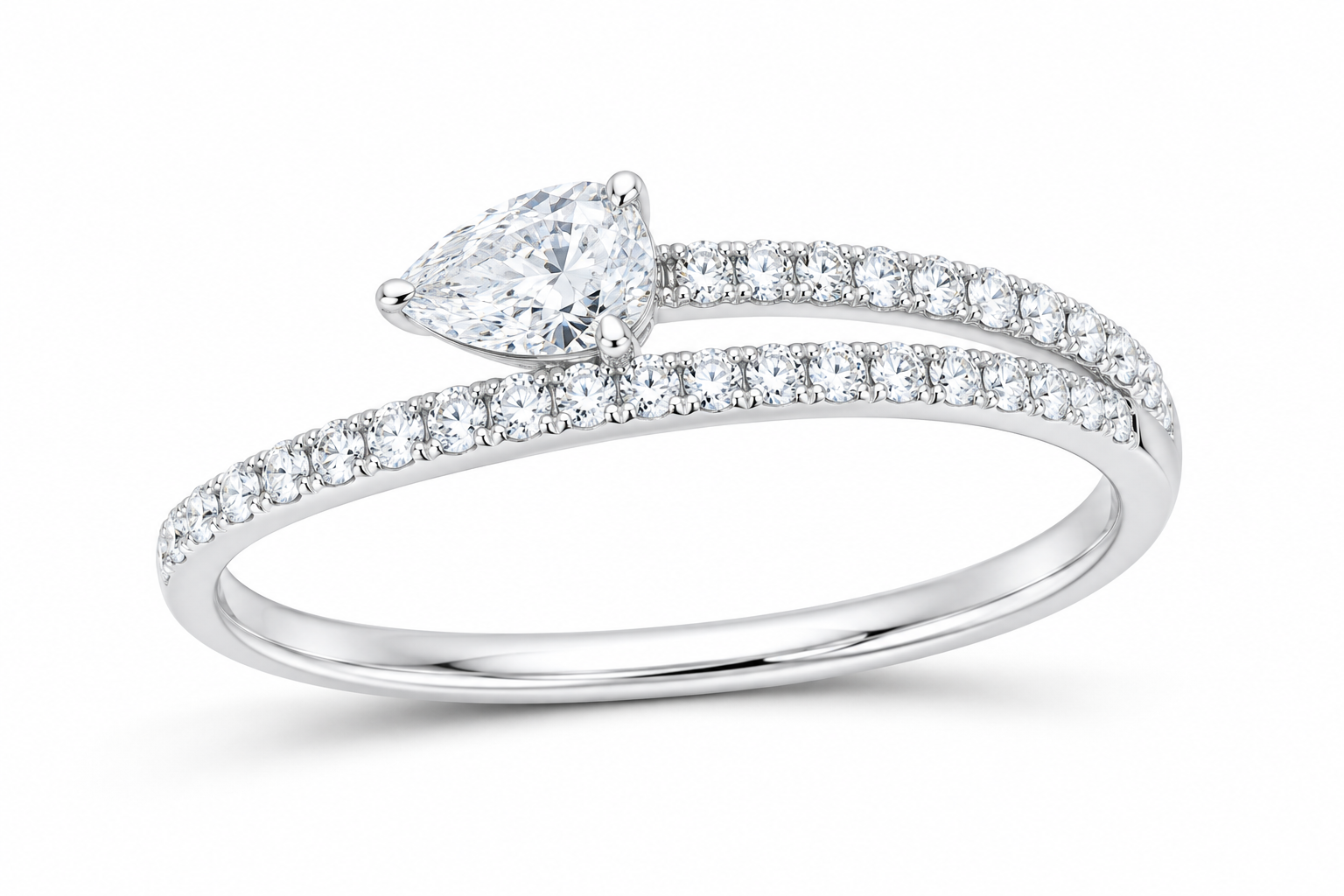10K white gold lab-grown diamond pear fashion ring, supplier SKU 17745