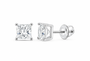 10K white gold princess cut solitaire diamond stud earrings, SKU 15330