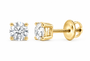 10K yellow gold round solitaire diamond stud earrings, SKU 15335