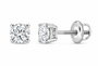 10K white gold round solitaire diamond stud earrings, SKU 15336
