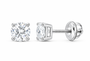 10K white gold round solitaire diamond stud earrings, SKU 15338