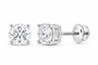 10K white gold round solitaire diamond stud earrings, SKU 15342