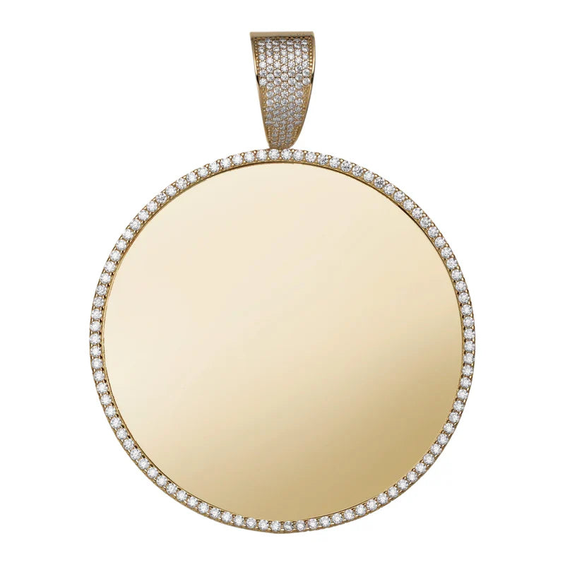 10k Gold Round CZ Memory Picture Pendant