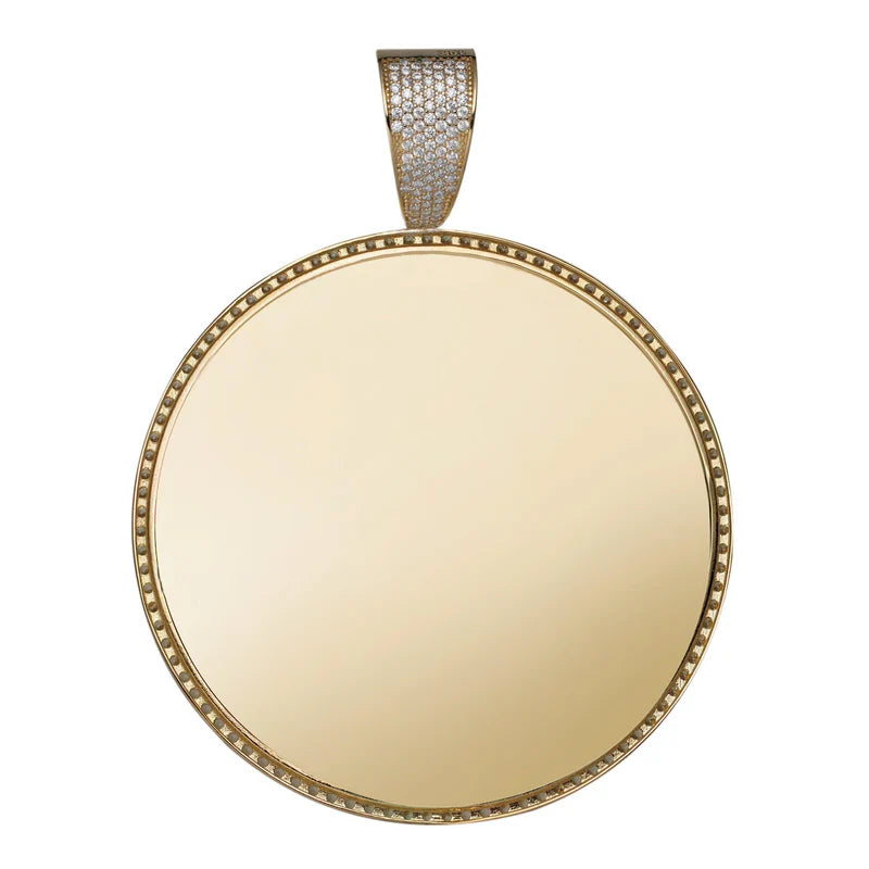 10k Gold Round CZ Memory Picture Pendant