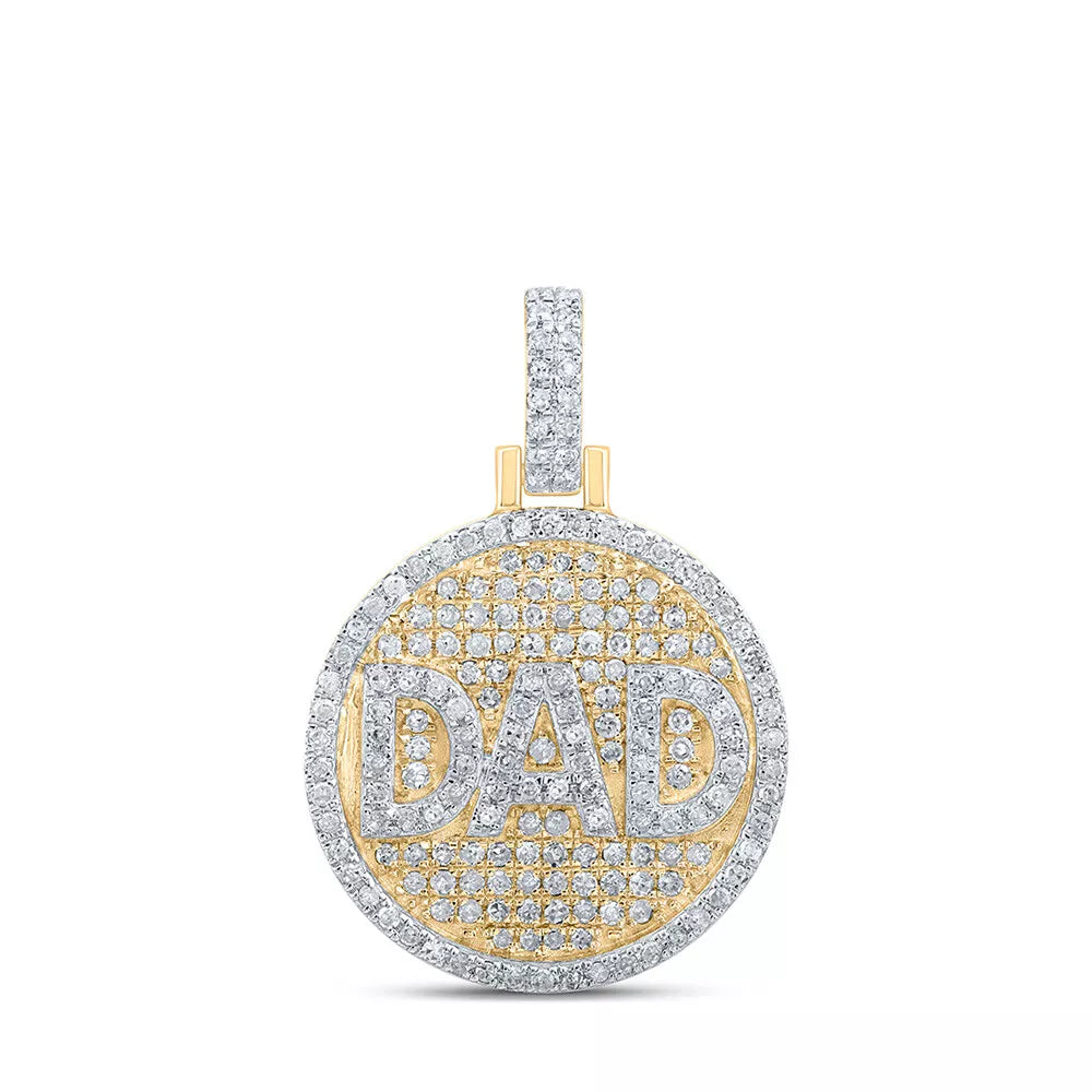 10k Gold 1/2 ct Diamond Circle Dad Pendant