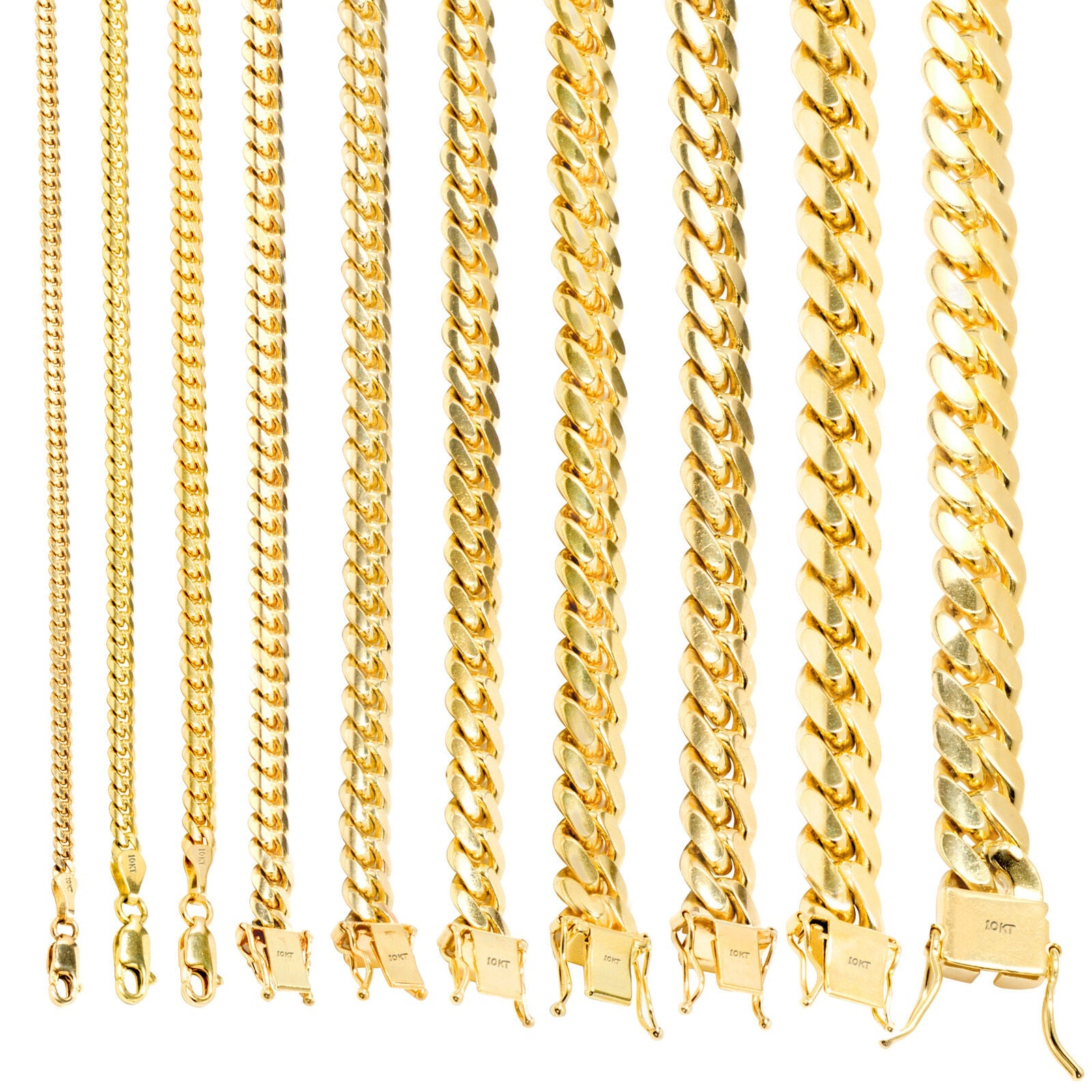 10k Solid Yellow Gold Miami Cuban Chain