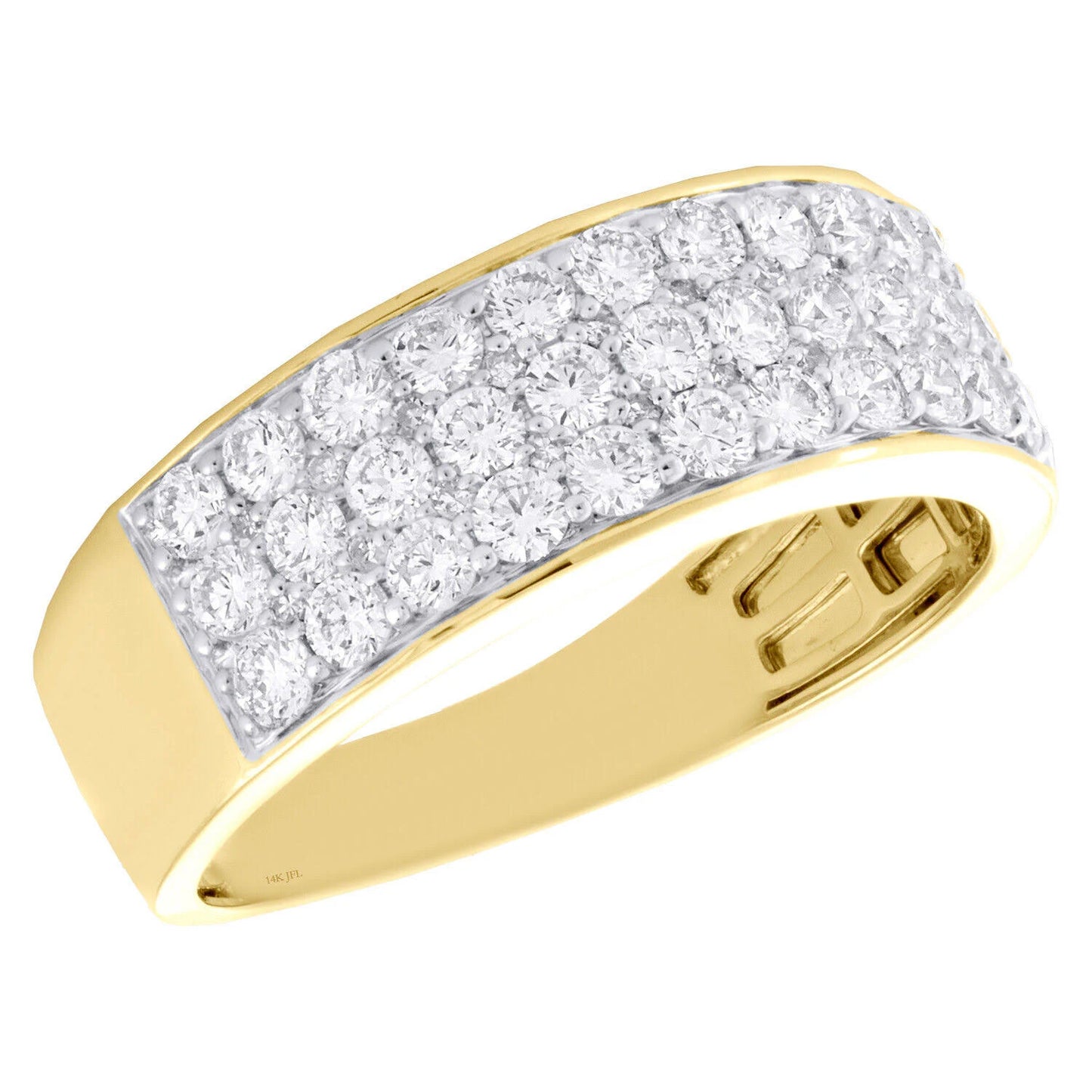 14k Gold 1.5 ct Diamond Mens Wedding Band