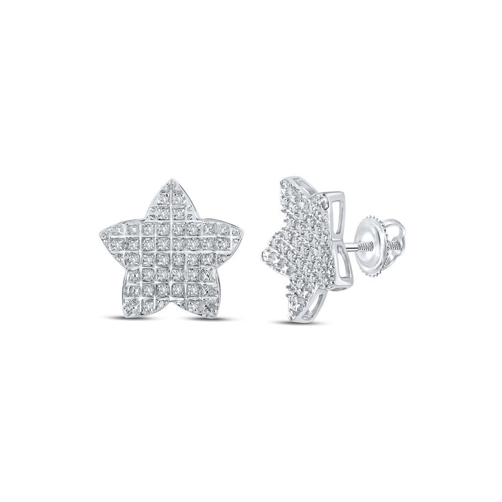 10k Gold 1/10 ct Diamond Star Earrings