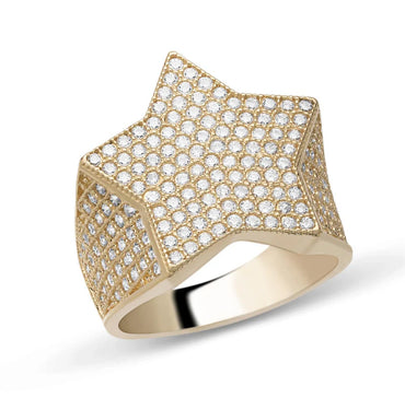 10k Gold Star Big Cubic Zirconia Ring