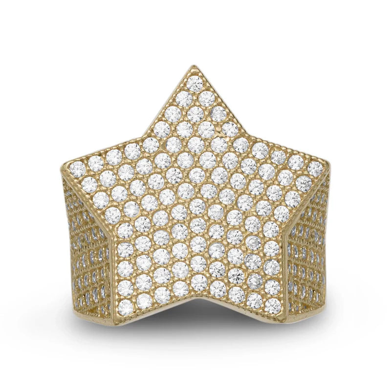 10k Gold Star Big Cubic Zirconia Ring