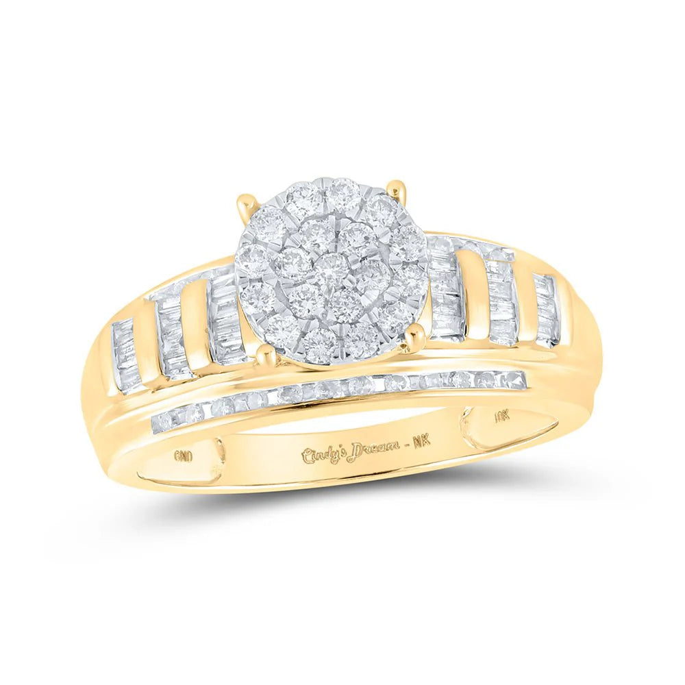 10k Gold 1/2 ct Diamond Cluster Bridal Ring