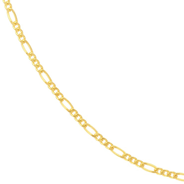 10kt Gold Hollow Figaro Chain 2.5 mm & 3.5mm