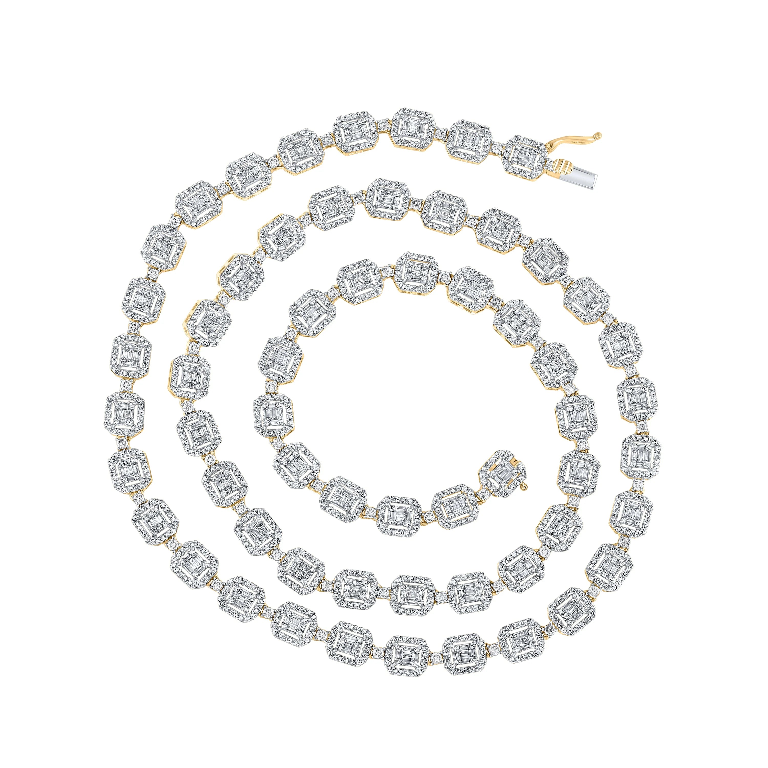 10kt Gold 8ct Diamond Square Baguette Chain