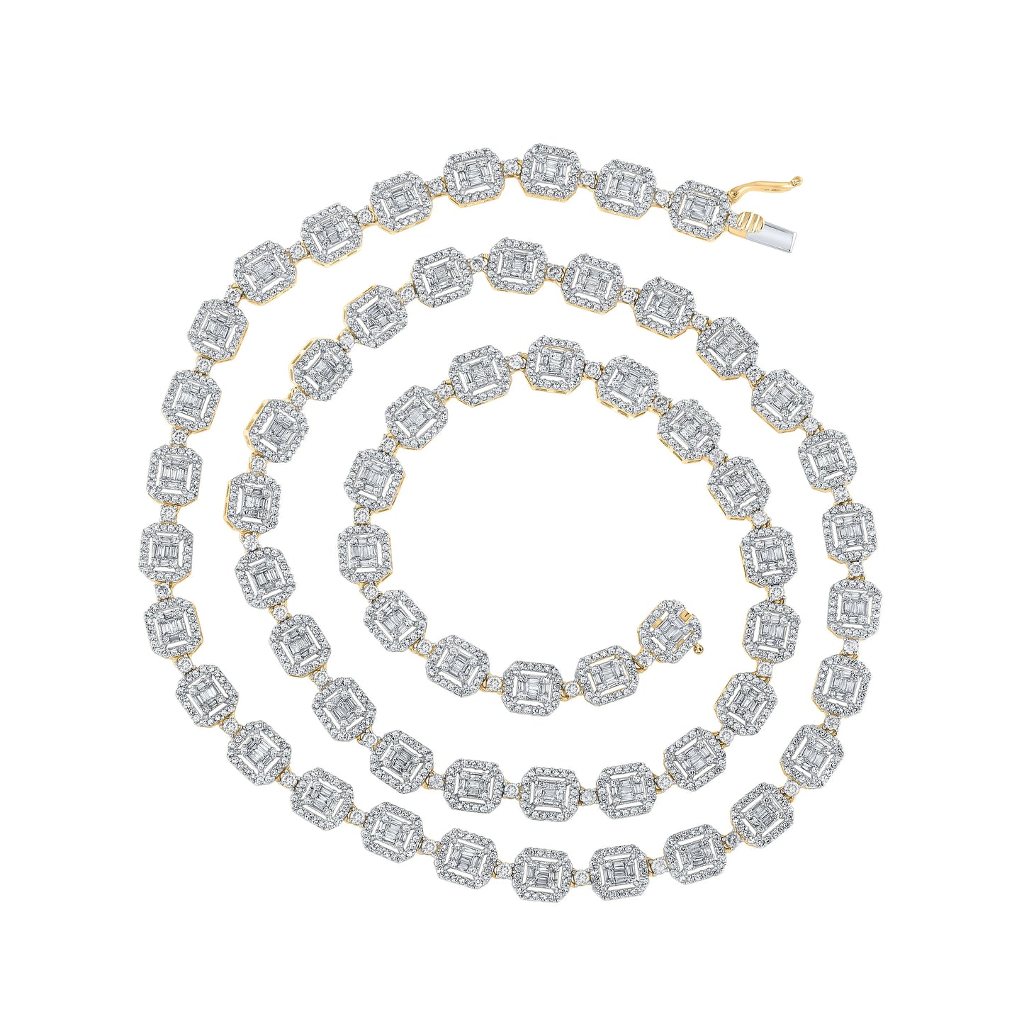 10kt Gold 8ct Diamond Square Baguette Chain