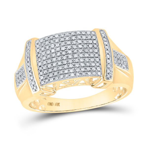 10k Gold Round 1/2 ct Diamond Statement Cluster Ring