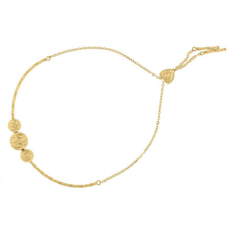 14kt Yellow Gold Woman's Beaded Link Heart Adjustable Bolo Bracelet