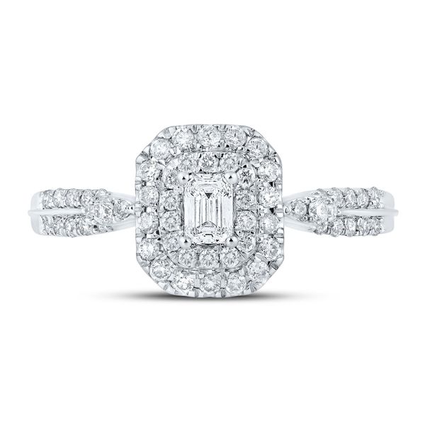 14kt White Gold 1/2 ct Emerald Diamond Ring