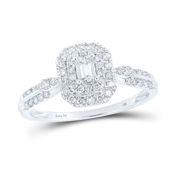 14kt White Gold 1/2 ct Emerald Diamond Ring